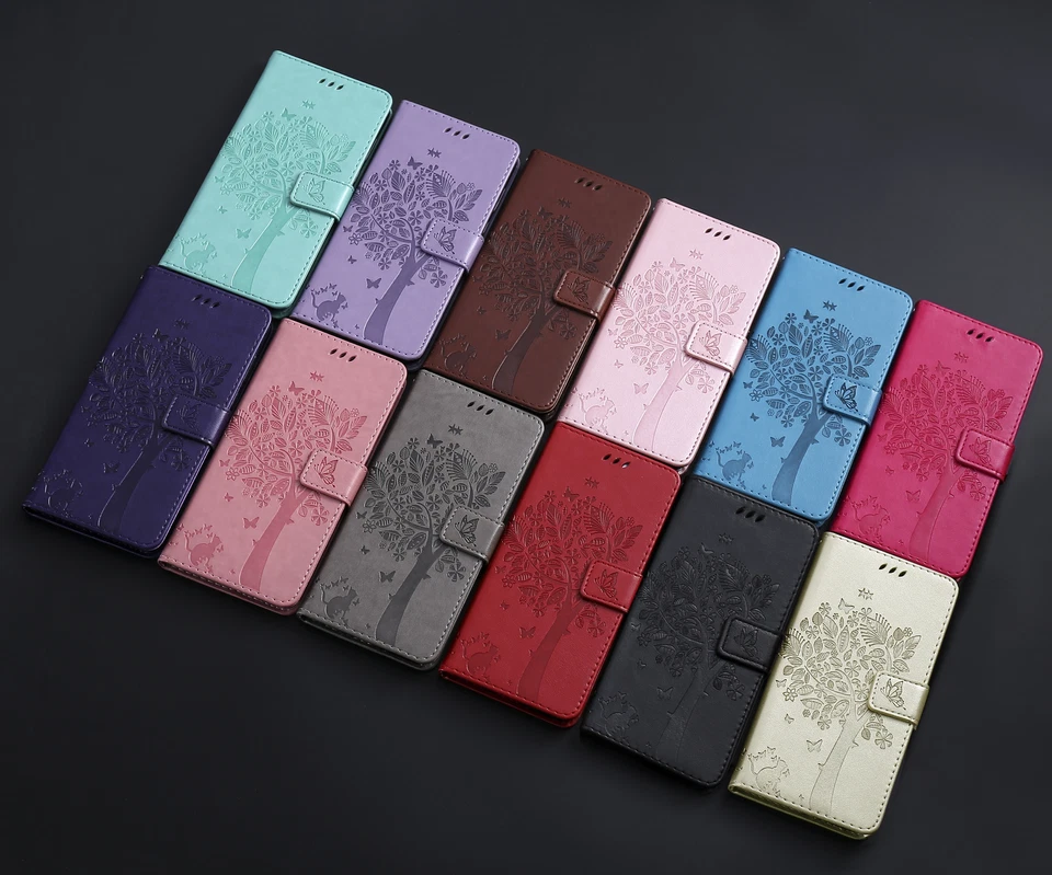 For Samsung Note 10 Lite 20 8 9 Tree Embossing PU Leather Flip Wallet Case Cover - Image 1 of 4