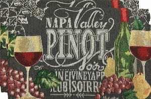 Set of 2 Tapestry Placemats, 13" x 19", WINE & GRAPES, NAPA VALLEY PINOT by HC - Picture 1 of 12