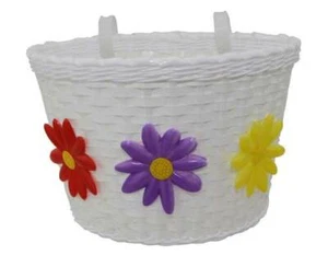 Kinderfahrradkorb weiß mit Blumen für 16"/20" Fahrräder - Bild 1 von 1