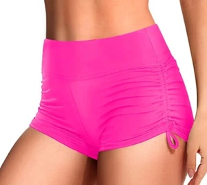 Tempt Me High Waisted Swim Shorts Bottoms - Tummy Control XL Xtra Large Pink - Picture 1 of 7