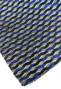 INNOCENTI Italian Silk Tie TOM JAMES, Men's Woven Geometric Black Blue, Gold - Picture 1 of 5