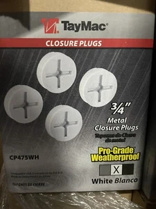 (C) (QTY 4) Hubbell TayMac CP475WH 3/4 in Weatherproof METALLIC Closure Plug⚡️
