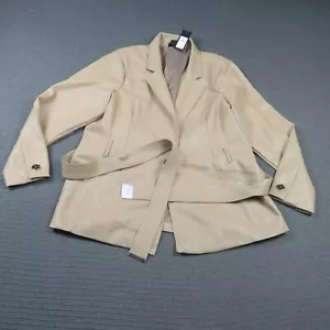 City Chic Womens Blazer Jacket Large 20(AU) Beige Belted Faux Leather RRP$179 - Picture 1 of 10