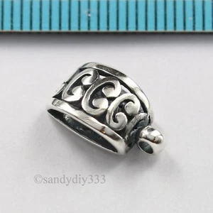 1x OXIDIERTER BALI STERLINGSILBER BLUME ANHÄNGER SCHIEBERBÜGEL VERBINDER 7,3mm #2962 - Bild 1 von 3