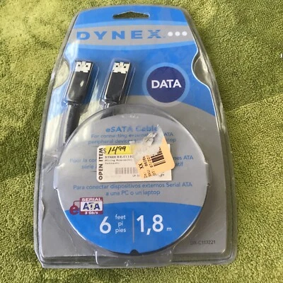 Dynex ESata Cable 6 ft foot 1,8 M Supports 3 GBPS EXTERNAL SERIAL ATA DX-C113221 - Image 1 of 2