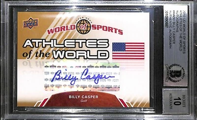 Tarjeta de atletas UD World of Sports 2010 firmada por Billy Casper 30 certificado de autenticidad BAS gema como nueva 10 Foto 1 de 4