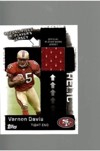 VERNON DAVIS PLAYER WORN JERSEY CARD 2006 TOPPS FOOTBALL SAN FRANCISCO - Picture 1 of 2