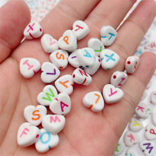 100Pcs Charm Colorful Heart-shaped Letter Beads Bracelet Jewelry Making Supplies