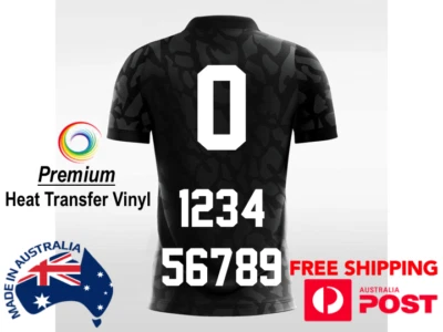 INDIVIDUAL IRON ON TRANSFER VINYL JERSEY NUMBERS SOCCER FOOTBALL RUGBY SHIRT HTV - image 1 of 4