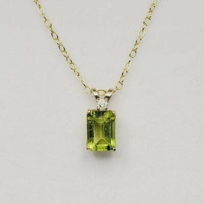 2Ct Emerald Cut Lab Created Peridot 14k Yellow Gold Plated Solitaire Pendant - Image 1 of 4