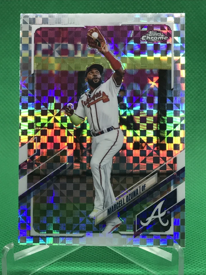 Marcell Ozuna 2021 Topps Chrome Baseball Prism XFRACTOR #202 Atlanta ￼Braves - Image 1 of 2
