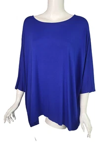 Camiseta Top EILEEN FISHER Azul Real Tejido Jersey Cuello Barco Talla Grande XL - Imagen 1 de 4