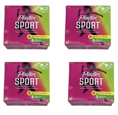 4 Packs Of Playtex Sport Tampons, 48 CT, 24 Regular + 24 Super Each (192 Total) - Image 1 of 4