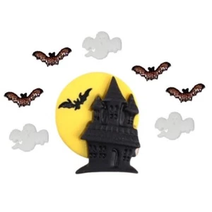 Notte di Halloween - Bottoni di Shelly - Pipistrelli e Fantasmi - Rottami Artigianali da Cucire - Foto 1 di 2