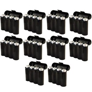 10 Pack AA / AAA / CR123A Black Battery Holder Storage Cases - Picture 1 of 9