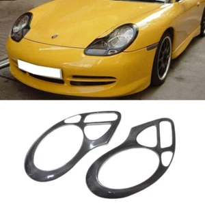 Carbon Fiber Headlight Cover Eyebrows Eyelid Trim Sticker For Porsche 911 97-05 - Picture 1 of 11