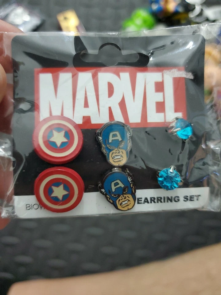 Marvel Superhero Bioworld 3 Pair Earrings Set In Package