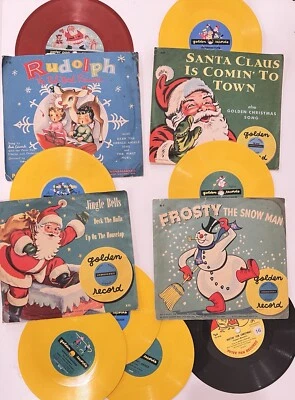 LOT 8 RARE VINTAGE 1950's GOLDEN RECORD 45 RPM CHILDREN CLASSIC - RUDOLPH SANTA - Image 1 of 4