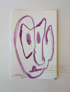 Gesicht gefangen auf Papier 2025 C Peterson * orig Aquarell Gemälde * abstrakt signiert - Bild 1 von 14