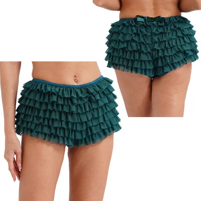 Sexy Women's Shorts Lace Mesh Ruffle Lace Tiered Panties Sweet Bloomers AU - Image 1 of 4