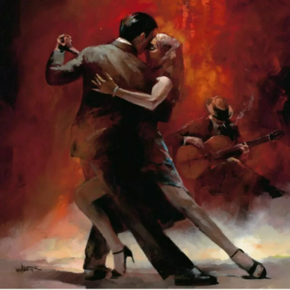 TANGO PAREJA BAILE DECORACIÓN PARED GRANDE ARTE LIENZO CUADRO 16X16 PULGADAS Foto 1 de 1