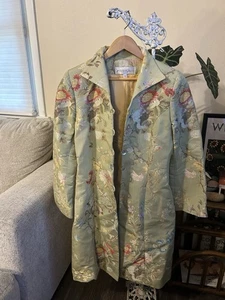 Normandy & Monroe Scalamandré Floral size 8 Brocade Coat Sage Green Silk blend - Picture 1 of 9