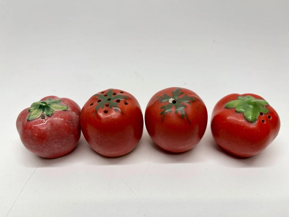 Vintage 1930s Pottery Carlton Ware Red Tomatoes Cruet Salt Pepper Shakers - Image 1 of 4