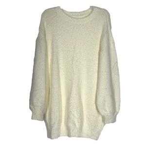 Long Soft Sweater Womens Small Cream Ivory Cozy Modest Tunic Pullover Fuzzy - Picture 1 of 7