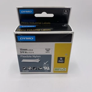 DYMO Rhino Flexible Nylon Industrial Label Tape 3/4" x 11 1/2 ft White/Black - Bild 1 von 6
