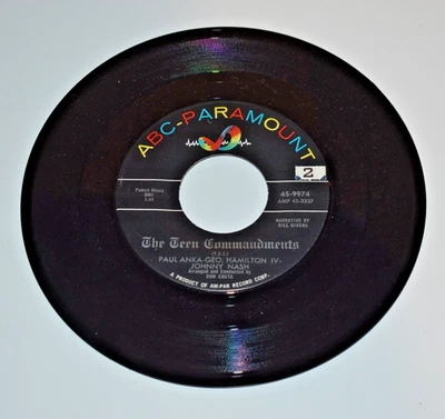Paul Anka/Johnny Nash/G. Hamilton 45 rpm - The Teen Commandments.. EX+   3 - Image 1 of 3