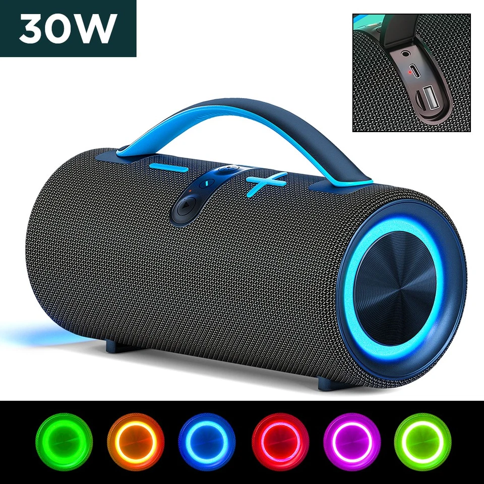 MARKENLOS Tragbarer Bluetooth Lautsprecher Stereo Bass Musikbox Radio AUX USB TF-Karte TWS