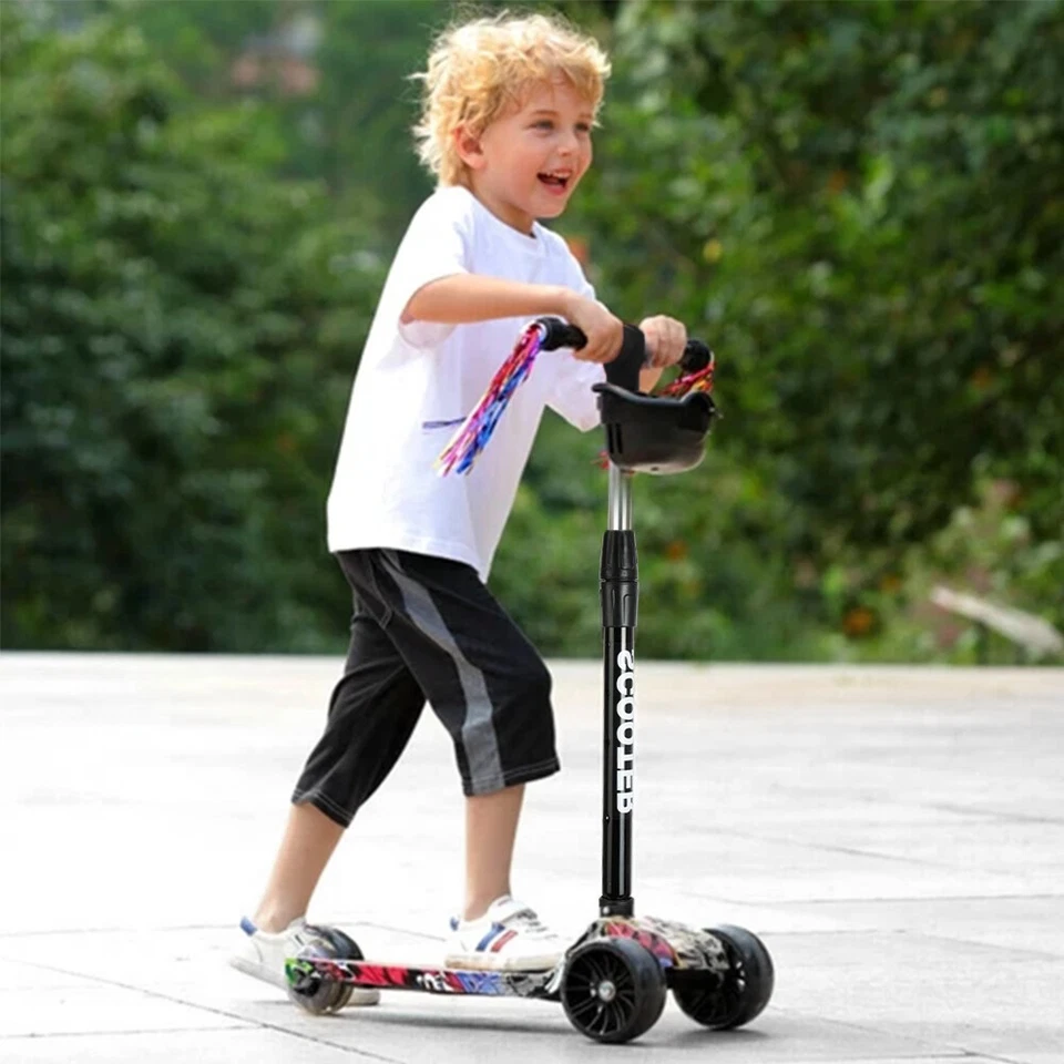 TANBURO Roller Kinder f. 3–12 Jahre LED Räder Kinderroller Scooter Tretroller Cityroller