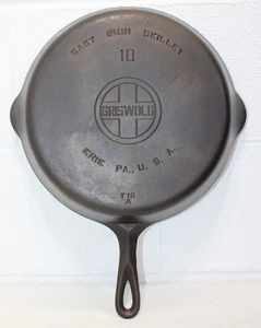 RESTORED!! Griswold 716A #10 Cast Iron Skillet Large Logo SITS FLAT! Beauty!! - Picture 1 of 19