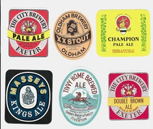 6 old Different U.K. STOUT & PALE ALE LABELS - unused - Picture 1 of 2