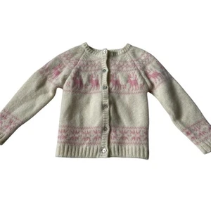 Oscar De La Renta Ivory Pink Knit Wool Cardigan Baby Girl Size 2 | 49-16 - Picture 1 of 4