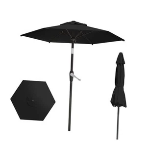 7.5FT Patio Umbrella Table Market Umbrella w/Tilt and Crank Heavy-Duty Round - Picture 1 of 7