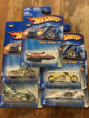 BRAND NEW 2005 HOT WHEELS REBEL RIDES SERIES! COMPLETE SET OF 5 MOTORCYCLES! - Image 1 of 4