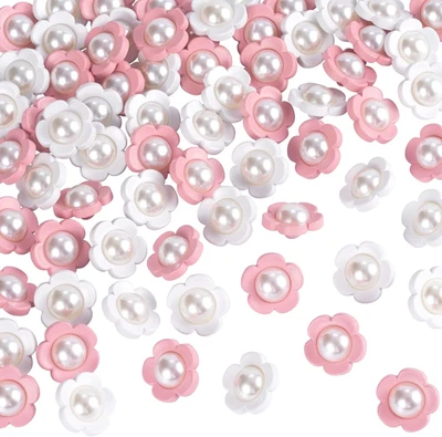 50Pcs Cute Flower Shank Pearl Sewing Buttons 18Mm(Pink,White) - Image 1 of 4
