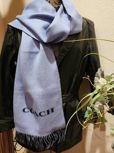 Neu mit Etikett Coach BI-COLOR doppelseitiger blauer und schwarzer Wollschal mit Logo’d – F85134 - Bild 1 von 3