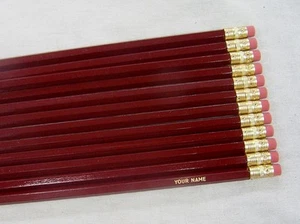 12 Hexagon "Burgundy" Personalized Pencils - Picture 1 of 1