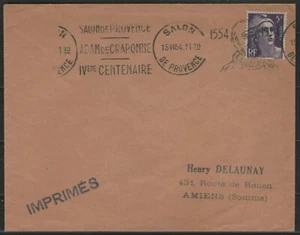 FRANCE: Bouches du Rhône / SALON DE PROVENCE / de CRAPONNE... sur lettre de 1954 - Picture 1 of 2
