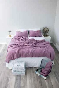 Pink Linen Duvet Cover Set With 2 Pillow Case Soft Bedding Donna Quilt Cover Set - Picture 1 of 8