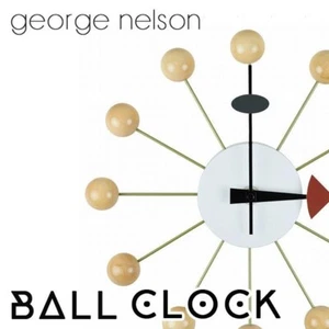 George Nelson Design Wall Clock - Ball Clock - (Natural) (reproduct) - Picture 1 of 8