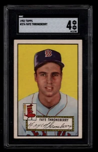 FAYE THRONEBERRY 1952 TOPPS BASEBALL CARD #376 SGC 4 VG-EX HIGH NUMBER NICE CARD - Picture 1 of 2