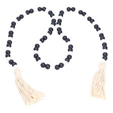 HG Black White Wooden Beads Garland With Tassels Home Decoration For Christma DO