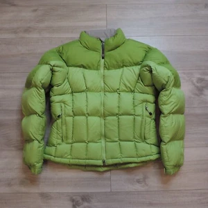 Marmot Green Puffer Jacket Womens Large Fill Goose Down Full Zip Bubble Square - Picture 1 of 10
