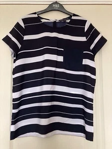 French Connection Blue With White Stripes women’sBlouse Size 6 - Picture 1 of 6