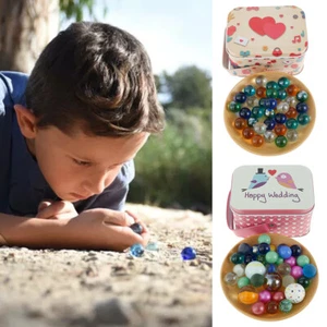 70/65pcs Classics Colorful Marbles Toys with Iron Box for Kids Games Home StCwJ - Picture 1 of 15