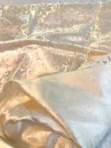 Vintage Elegant Ivory Brocade 2.4 yards Fabric High Sheen Ornate 36"wide glimmer - Picture 1 of 5