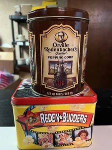 Vintage Popcorn Tins - Orville Redenbacher Popping Corn - Reden Budders - Picture 1 of 12